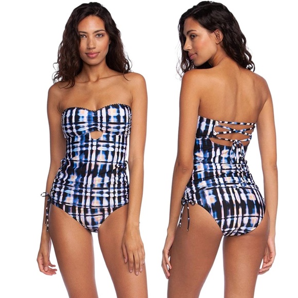 Lucky Brand Solstice Canyon Bandeau Tankini Top with Removable Neck Strap - Picture 11 of 11